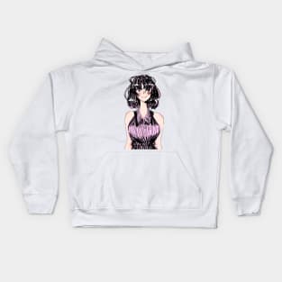 Happy Pink Haired Girl Kids Hoodie